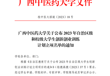 beat365唯一官方网站关于公布2023年自治区级和校级大学生创新创业训练计划立项名单